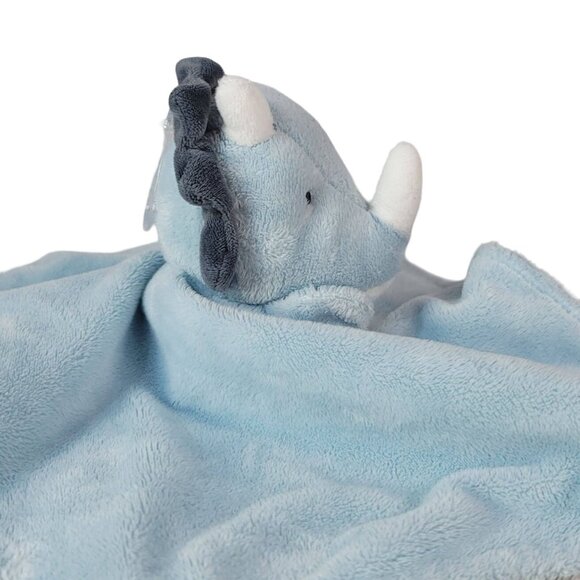 Carter's Lovey Hugging Dinosaur Triceratops Blue 12" Striped Gray Plush 2020 - Picture 5 of 11